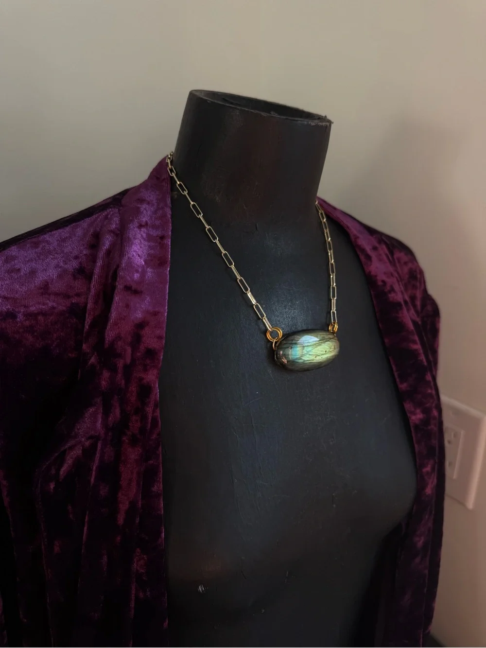Labradorite Pendant Necklace statement jewelry witchy gothic boho style